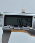 Digital caliper measuring 467 mm, showing precision for assessing Premium White Nylon Hex Standoff Spacers Pack Of 100.