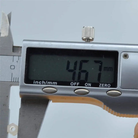 Digital caliper measuring 467 mm, showing precision for assessing Premium White Nylon Hex Standoff Spacers Pack Of 100.