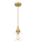 Gold Pendant Light With Clear Glass Shade Adjustable Height Modern Hanging Fixture For Kitchen Island And Dining Room