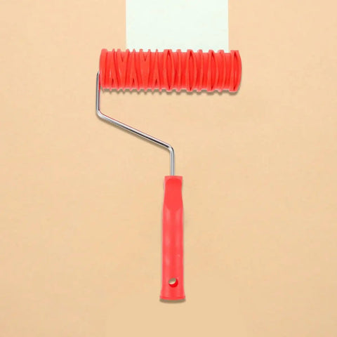 2 Pack Patterned Texture Paint Rollers With Cushioned Grips Crafted From Heavy Duty Rubber Ideal For Spreading Drywall Compound And Creating Custom Wall Patterns Gonna Make Your Decorating Tasks A Total No Sweat Deal with red grip.