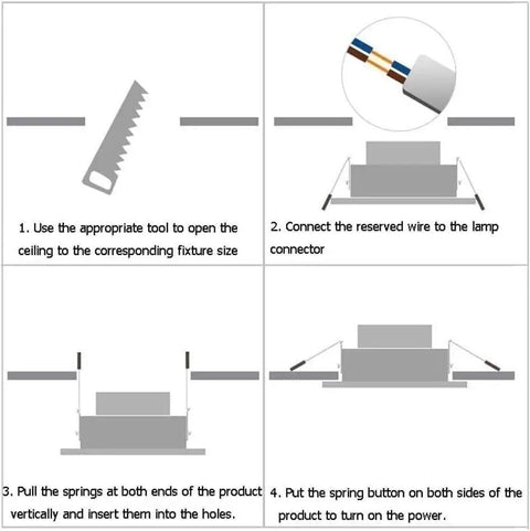 WKNHHL Recessed Lighting Housing Trim Kits White Downlight LED installation instructions for embedded ceiling light.