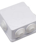Absolute Kick-Ass Ip55 Waterproof And Dust-Shield Abs Plastic Electrical Junction Box For Outdoor Wiring Diy Project Enclosure, white, with two cable entry ports.