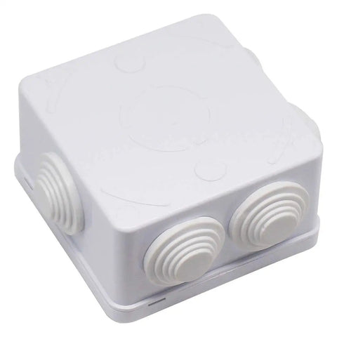 Absolute Kick-Ass Ip55 Waterproof And Dust-Shield Abs Plastic Electrical Junction Box For Outdoor Wiring Diy Project Enclosure, white, with two cable entry ports.