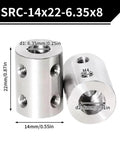 Two Pack 6.35mm To 8mm Bore Rigid Shaft Coupler With M4 Set Screws Stainless Steel For 3D Printers Motors And RC Hobby Projects