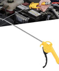 High Volume Air Blow Gun With Slim Aluminum Alloy 10 Inch Nozzle used for cleaning car engine, features scratch-free rubber cap and easy grip.