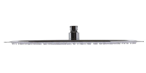 Side view of 16 Inch Solid Round Ultra Thin Rain Shower Head in Polished Stainless Steel With Swivel Adapter Mirrored Finish