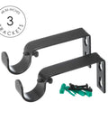 Sleek Modern Black Curtain Rod Set For Windows 48 To 86 Inches 1 Inch Telescoping Drapery Rod With Two Long Sections End Cap Finials Brackets And All Mounting Hardware brackets and hardware