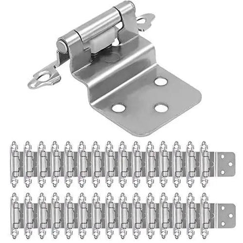 30 Piece Embedded Hinges For Face Frame Kitchen Cabinets Satin Nickel Self Closing Soft Close Cabinet Door Hardware Set