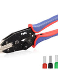 Ratcheting Crimping Tool For Sleeves Ferrule Terminals And Pin Cord Ends, Pro Grade Wire Crimper For AWG 3-1/0 (25-50mm²), Solid Crimp Die, Smooth Ratchet Mechanism, Heavy Duty Construction For Reliable Electrical Crimps.