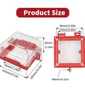 Two Pack Emergency Stop Push Button Lockout Cover Kit With Transparent Red Heavy Duty Resin Guard dimensions shown