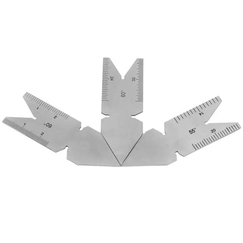 52 Leaf Thread Pitch Gauge Set With 60 Degree And 55 Degree Center Gauges in stainless steel, showing metric and imperial leaves