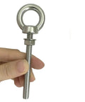 Heavy Duty Stainless Steel Eye Bolts 2 Pack M8 Shoulder Eyebolt Set With Washers And Nuts, 4.5 Inch Overall Length, 3.15 Inch Thread Length