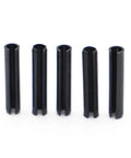 Heavy Duty Spring Dowel Roll Pin Set M1.5 Through M8 Carbon Steel Slotted Roll Pins Pack Of 200, close-up view of black slotted pins