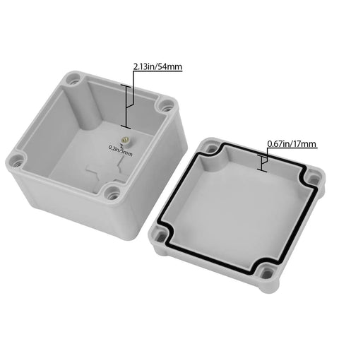Outdoor IP67 Waterproof Junction Box With Mounting Plate, Weatherproof ABS Project Box 3.9 x 3.9 x 3 Inches, open view