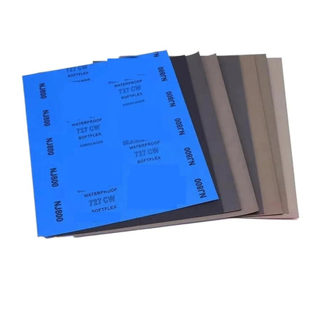 10 Pcs Assorted Wet Dry Sandpaper Sheets 280X230mm variety of grits with blue and gray sheets for wood metal glass polishing