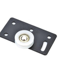 Heavy Duty Bulletproof Sliding Door Rollers For Wardrobe Cabinet Nylon Hanging Wheels Smooth Glide Indoor Outdoor Replacement Pulleys on black plate.