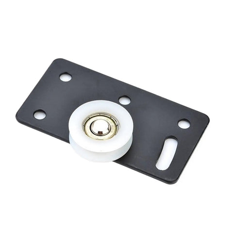 Heavy Duty Bulletproof Sliding Door Rollers For Wardrobe Cabinet Nylon Hanging Wheels Smooth Glide Indoor Outdoor Replacement Pulleys on black plate.