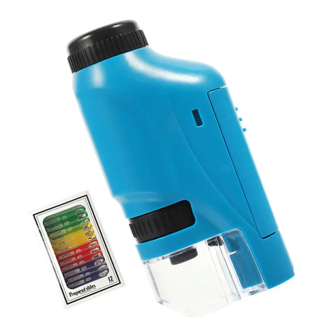 Portable Handheld Microscope For Students With Safe Lightweight Design, High Definition Magnification next to color specimens