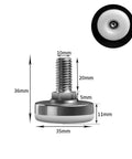 Adjustable Leveling Feet For Furniture, Stainless Steel With Nylon Base, M10, 35mm x 36mm