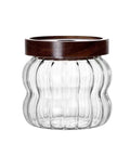 Premium Textured Glass Tea Canisters For Loose Leaf Coffee Beans And Pantry Essentials with wooden lid, 350ml storage.
