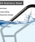 Heavy Duty Wall Mount Handrail U Shaped Curve For Outdoor Steps Indoor Stairs Solid Stainless Steel Grab Bar Matte Black with water