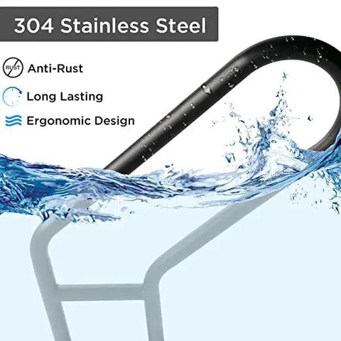 Heavy Duty Wall Mount Handrail U Shaped Curve For Outdoor Steps Indoor Stairs Solid Stainless Steel Grab Bar Matte Black with water