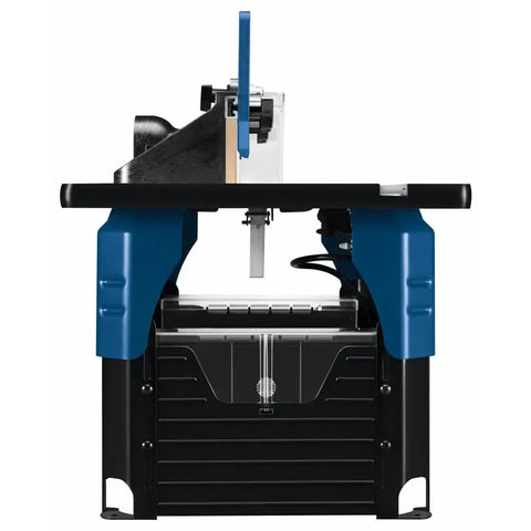 Front view of Ultra Portable Benchtop Router Table with Folding Legs, Easy Click Router Mounting System, Laminated MDF Top