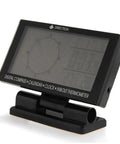 Digital car thermometer in black with large 3.9-inch LCD; front view shows compass and clock display