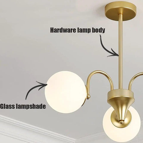 Three Head Wall Light Chandelier For Dining Room And Living Areas Elbow Design Modern Ceiling Lamp With Glass Ball Shades
