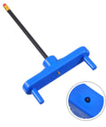 Hella Precise Center Finder Tool Set For Weekend Warriors Pro Level Center Marking Gauge and Scriber Positioner in blue plastic.