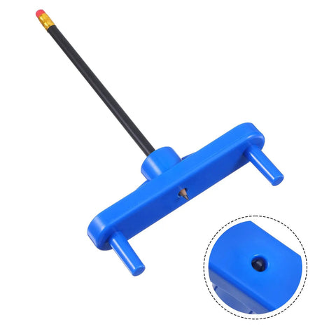 Hella Precise Center Finder Tool Set For Weekend Warriors Pro Level Center Marking Gauge and Scriber Positioner in blue plastic.