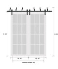 Image of Frosted Glass Sliding Barn Closet Doors With Heavy Duty Hardware Kit For Bedroom, 72 By 96 Inches (Two Panels 36 By 96)