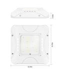 Top view of 150W LED Canopy Light, 20250 LM, 5000K Daylight White, 100-277VAC, DLC Qualified and ETL Listed with dimensions