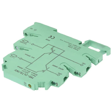 NPN To PNP Converter Module For PLC IO Level Shifting And Polar Sensor Interface MRI 24TR INV, slim 6.2mm, green casing
