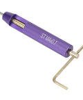 Close-up of a purple handle tool from Stainless Steel Helicoil Thread Repair Kit Set For M4 X 2D Screws, 50 Pieces, tool extended