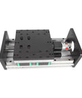 Premium Precision Linear Guide Rail Kit With SfU1610 Ball Screw Support Plus Hgr15 Sliding Stage, black aluminum assembly on white background.