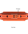 Top view of Stackable Water Fillable Traffic Safety Barricade 3 Feet Orange Polyethylene with visible fill caps.