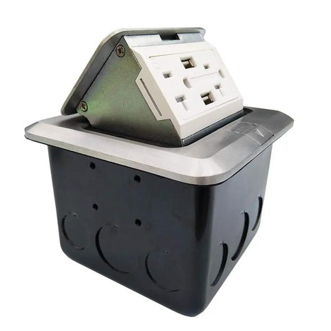 Hidden Pop Up Countertop And Floor Outlet With USB Sockets, Waterproof 20A Receptacle In Stainless Steel Box