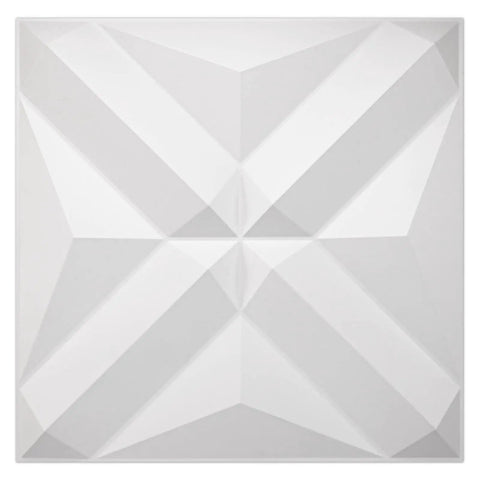 Diamond Pattern 3D Wall Panels PVC White Pack Of 12 Tiles Covering 32 Sq Ft Lightweight Fire Resistant Home Accent DIY Detail