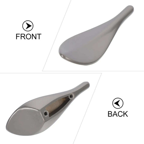 Front and back view of Dope Loquat Leaf Zinc Alloy Cabinet Pulls And Drawer Handles Set in Pearl Gray Finish 2 Pieces