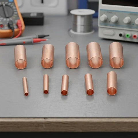 Get Your Hands On 250 Pcs Copper Tube Butt Wire Ferrules With Assorted Sizes From One To Six Millimeter For Crimping Electrical Wiring Terminals In Cars Trucks And Industrial Machinery Kits Stored Neatly: copper ferrules in assorted sizes