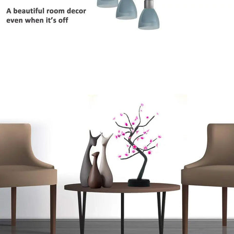 Cherry Blossom Tree Lamp For Living Room Decor And Cozy Night Light on table between two chairs