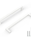 White Stainless Steel Cabinet Pulls 25 Pack 5.5 By 1.4 Inches with screws, modern dresser drawer handles for kitchen cabinets, 2-piece set
