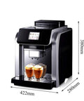 Fully Automatic Espresso Machine With Built In Grinder Double Boiler One Touch Operation Heavy Duty Silver Finish, brewing two drinks.