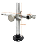 Badass Welding Torch Holder Support Rack With 13 Inch Cross Arm And Vertical Post displays adjustable aluminum frame with copper rail.