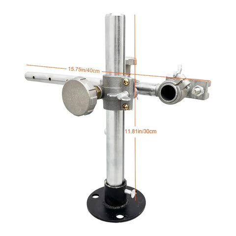 Badass Welding Torch Holder Support Rack With 13 Inch Cross Arm And Vertical Post displays adjustable aluminum frame with copper rail.