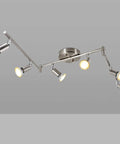 Six Light LED Track Lighting Kit With Sleek Matte Nickel Finish, Six Rotatable Heads, CRI 90 Plus, mounted on a ceiling