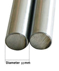 Pro Grade 2 Pack 10mm By 600mm Linear Motion Rods Chrome Plated Case Hardened Shafts close-up view.