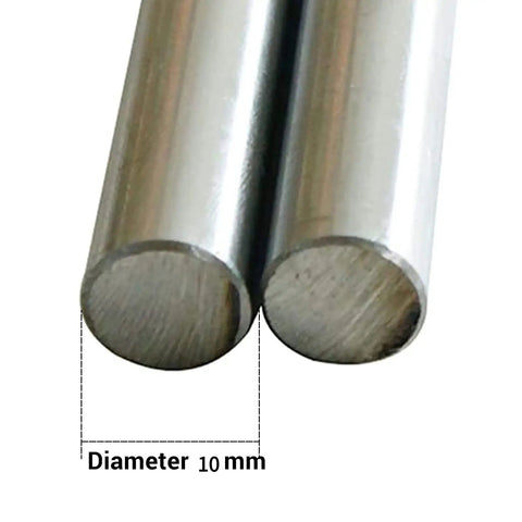 Pro Grade 2 Pack 10mm By 600mm Linear Motion Rods Chrome Plated Case Hardened Shafts close-up view.