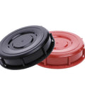 Get A Heavy Duty HDPE Tote Tank Lid With Leak Proof Gasket To Seal 163mm Ibc Containers From Major Brands Like Greif And Schutz For Super Secure Bulk Storage That Keeps Liquid In Where It Belongs Without Any Mess Or Spills - red and black lids.